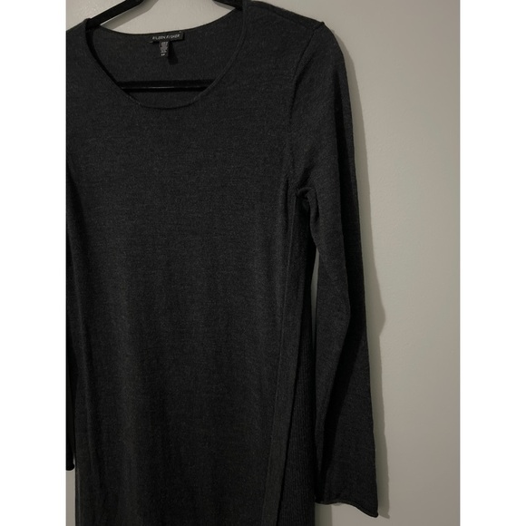 Eileen Fisher Dress Women's Small Gray Merino Wool Asymmetrical Hem Long Sleeve - Picture 10 of 16